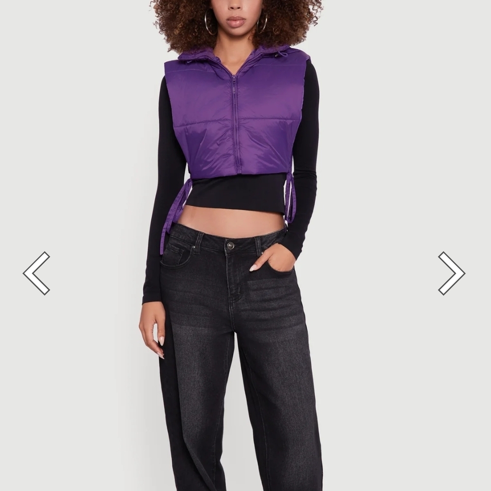 Women's Purple Rain Hooded Puffer Vest